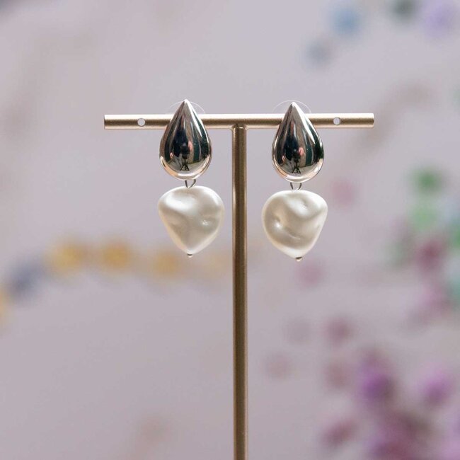 Flo Jewelry Oorring Anouk Silver/Pearl