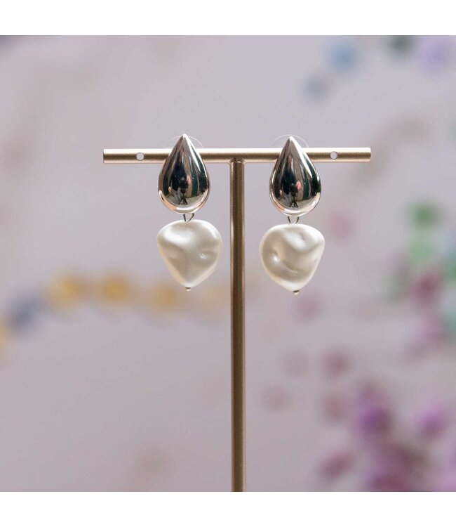 Flo Jewelry Oorring Anouk Silver/Pearl