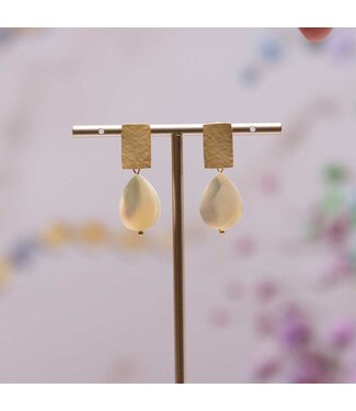 Flo Jewelry Oorring Aleandra Gold/White