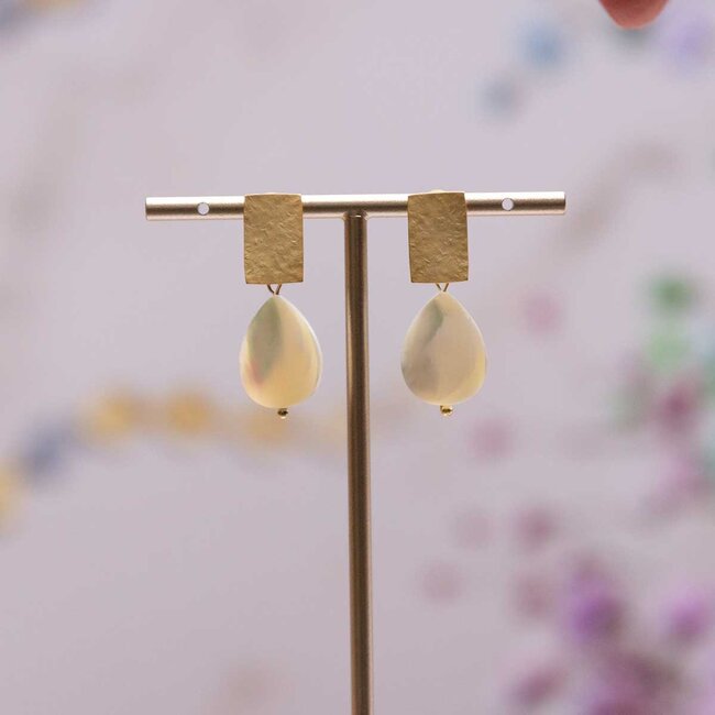 Flo Jewelry Oorring Aleandra Gold/White