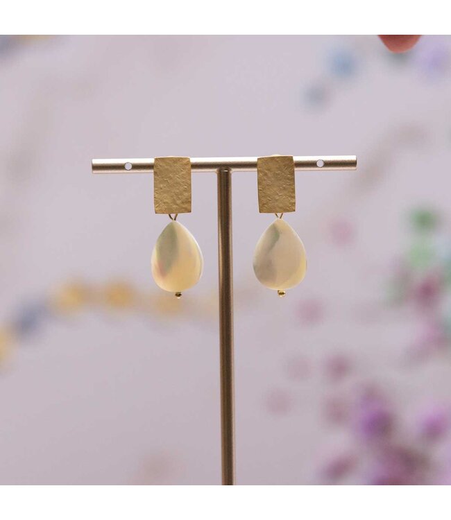 Flo Jewelry Oorring Aleandra Gold/White