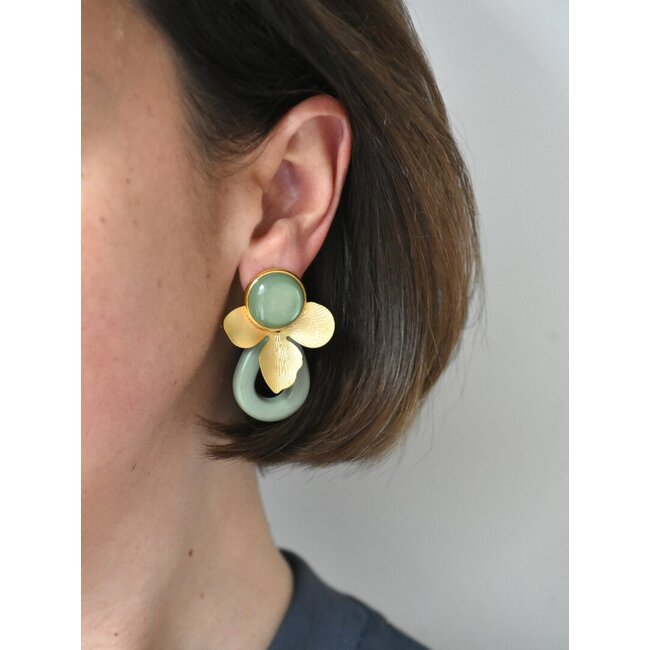 Maison Cachet Oorring Feuilles Aqua