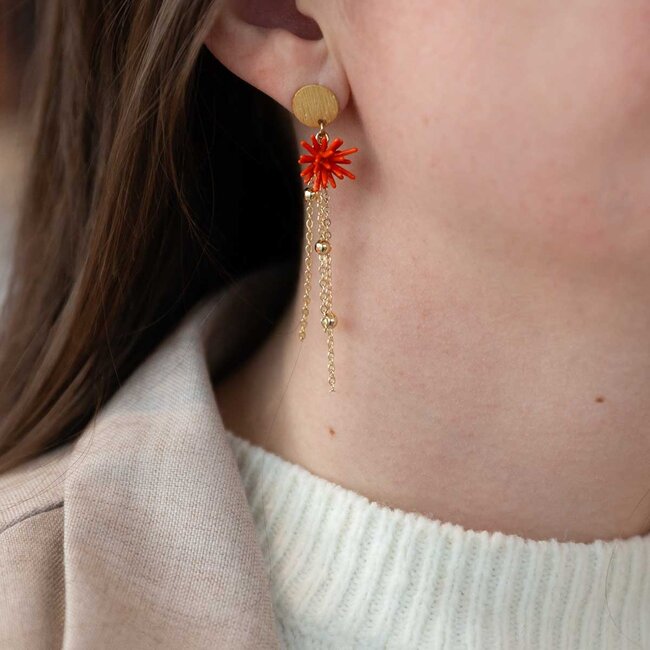 Flo Jewelry Oorring Anneleen Gold/Orange