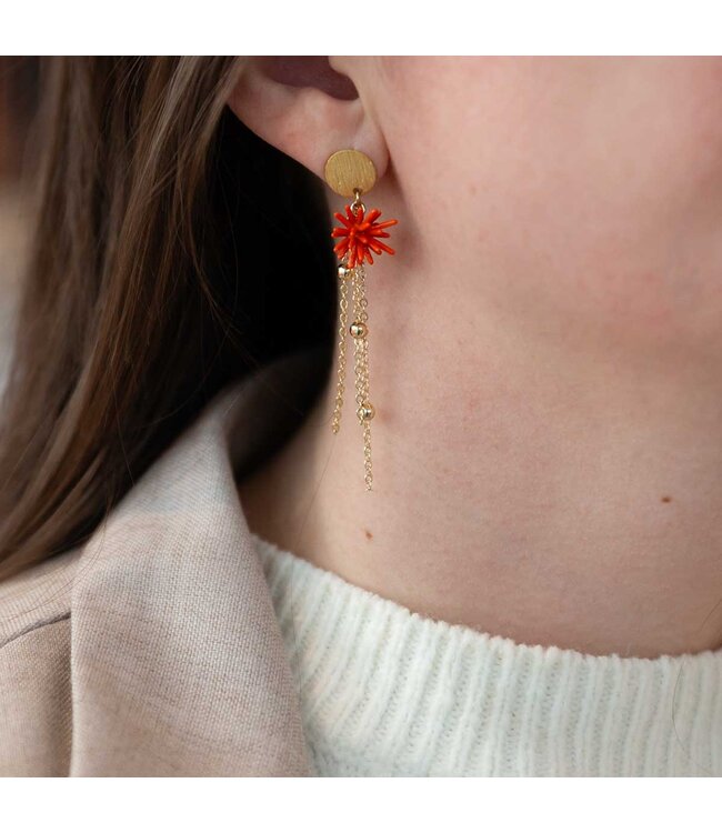 Flo Jewelry Oorring Anneleen Gold/Orange