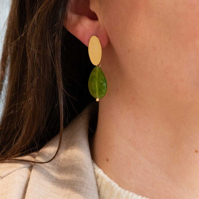 Flo Jewelry Oorring Aline Gold/Green