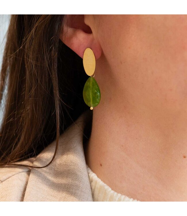 Flo Jewelry Oorring Aline Gold/Green