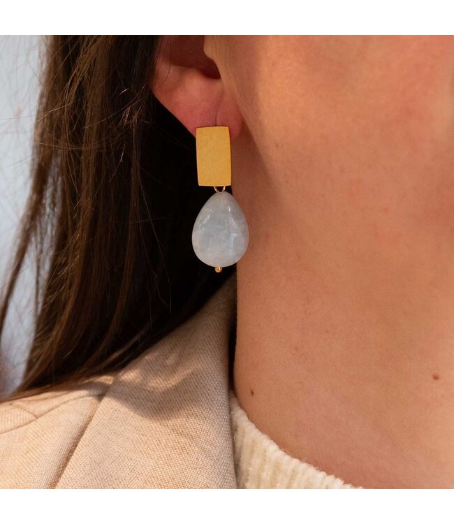 Flo Jewelry Oorring Aleandra Gold/Blue