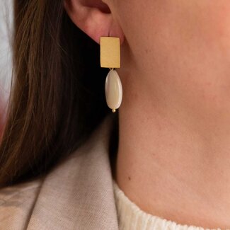 Flo Jewelry Oorring Aleandra Gold/White