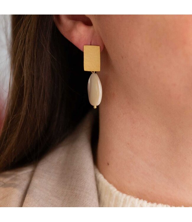 Flo Jewelry Oorring Aleandra Gold/White