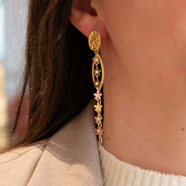 Flo Jewelry Oorring Amaya Gold/Pink