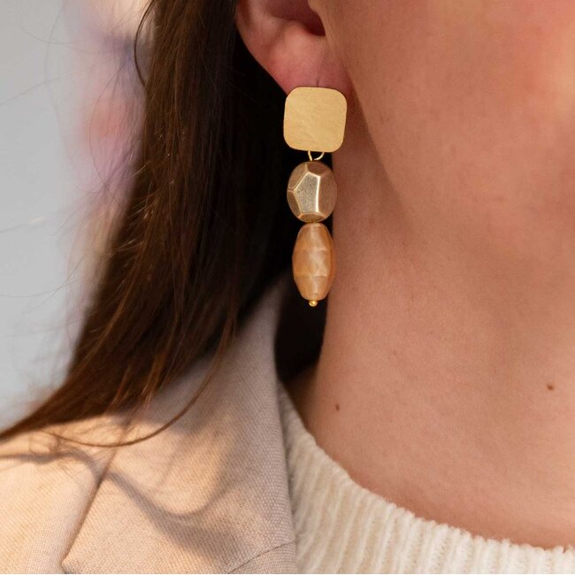 Flo Jewelry Oorring Annika Gold/Brown