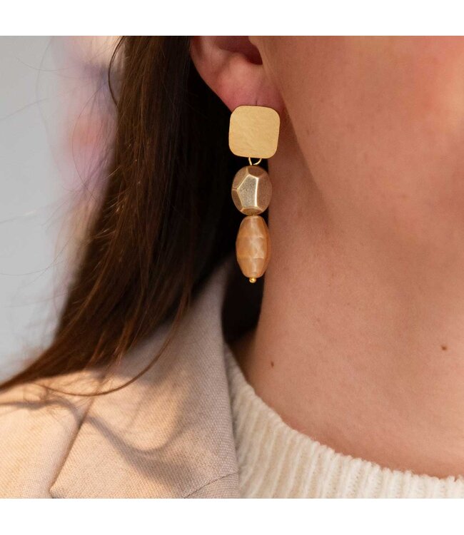 Flo Jewelry Oorring Annika Gold/Brown