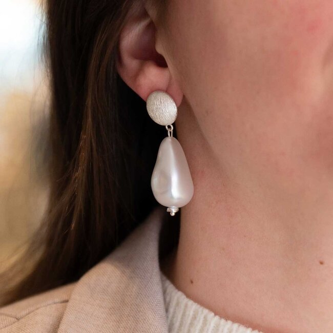 Flo Jewelry Oorring Aafke Silver/Pearl