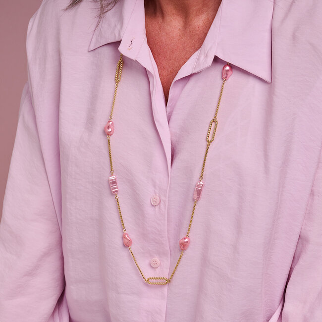 Les Cordes Halsketting Lichtroze