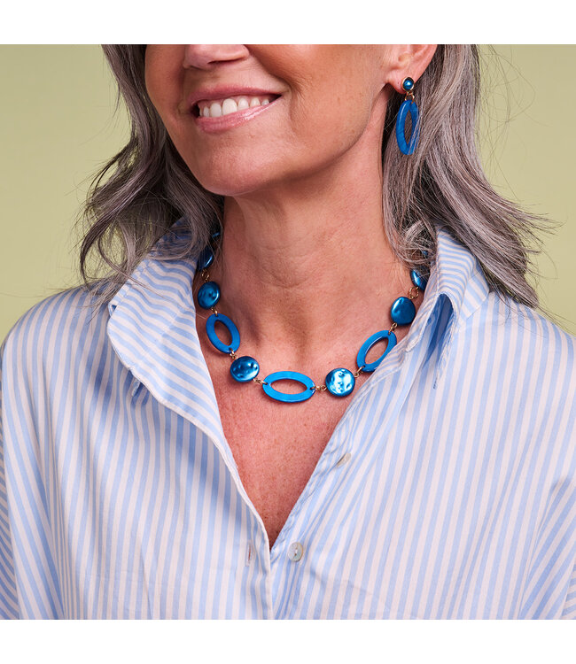 Les Cordes Halsketting Karn Blauw