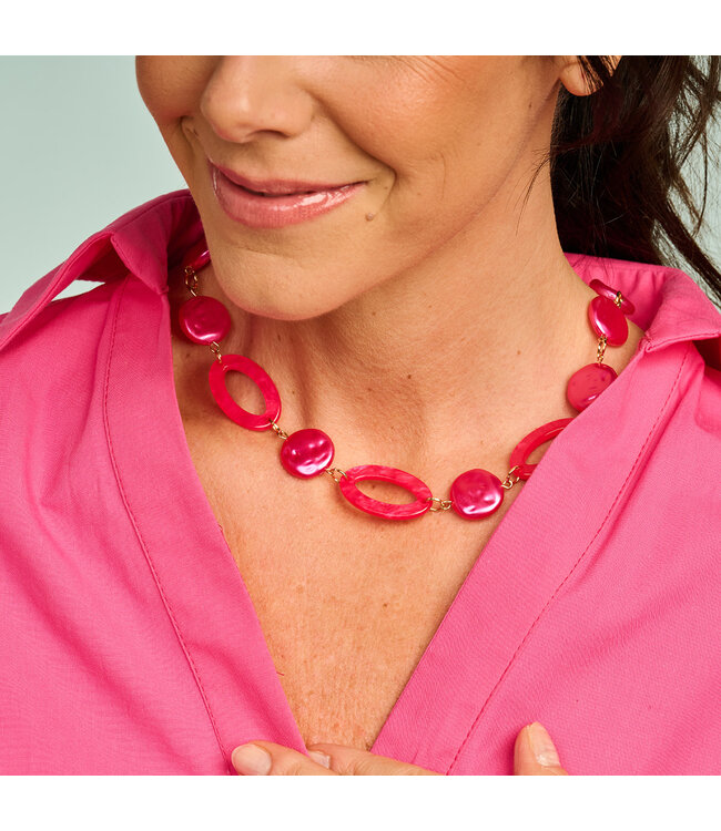 Les Cordes Halsketting Karn Fuchsia