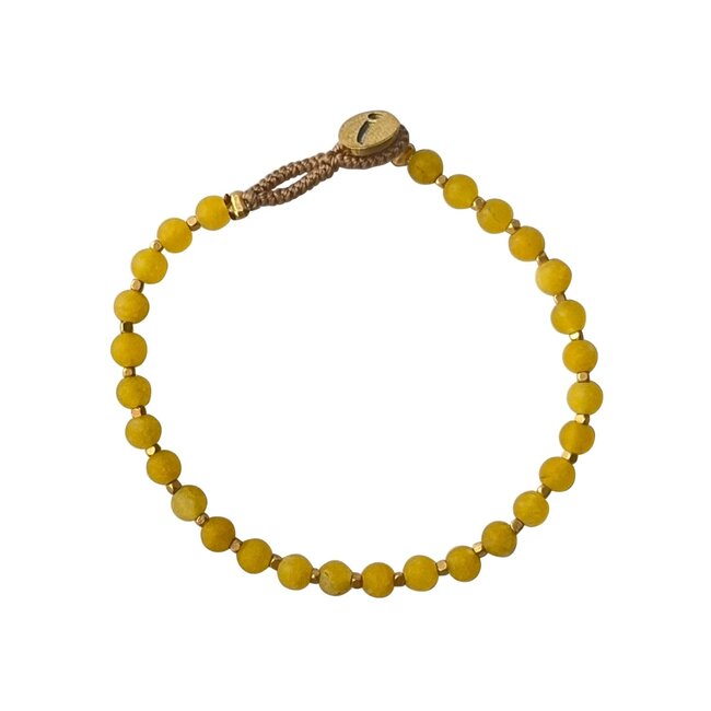 Ibu Jewels Ibu Jewels - Armband Bo Round Yellow Jade