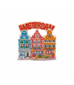 12 stuks magneet polystone 3 huisjes Amsterdam rood