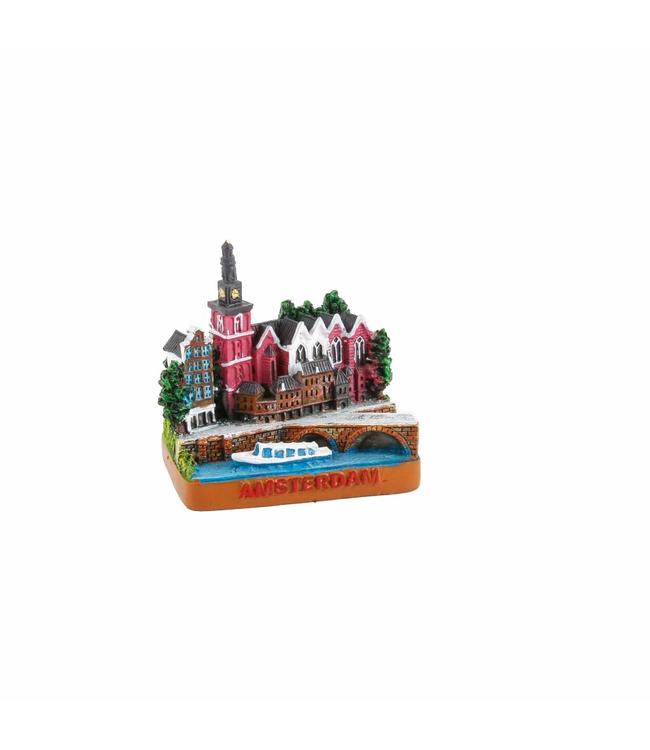 6 stuks Miniatuur 3D Oude Kerkplein Amsterdam 5 cm