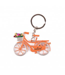 12 stuks Sleutelhanger fiets oranje met tulpen Holland