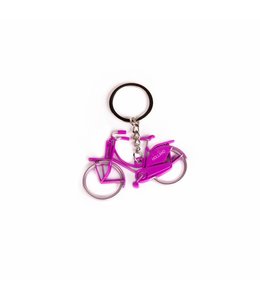 12 stuks Sleutelhanger fiets metallic roze Holland