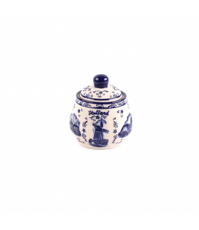 Delftsblauw embossed suikerpot Holland