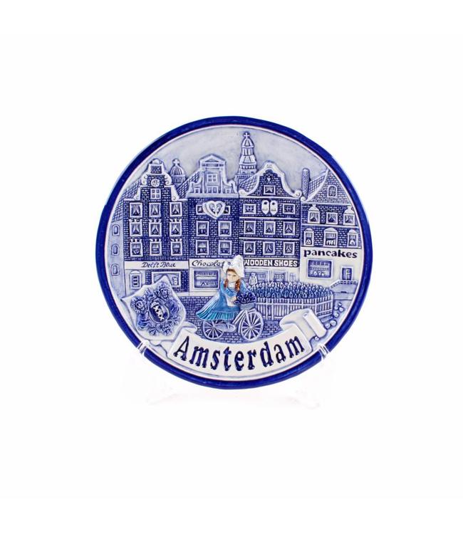 Bord 15 cm delftsblauw Amsterdam gracht ‘Zuiderzee’