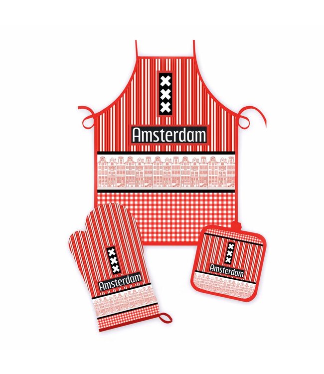 Keukenset Amsterdam gevels rood/zwart