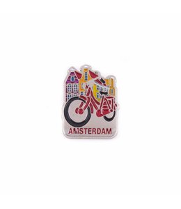 12 stuks  pin fiets met huisjes Amsterdam zilver