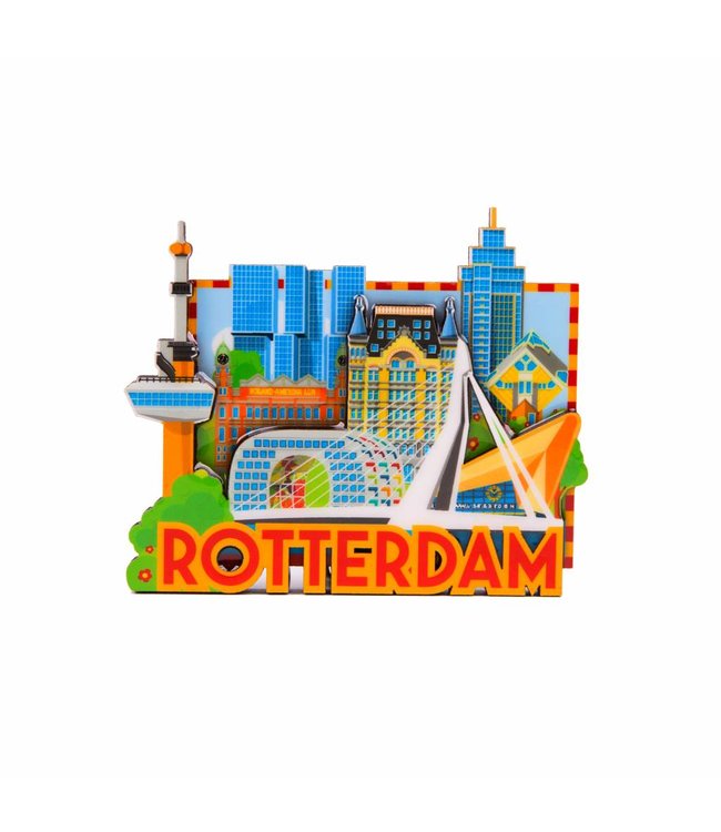 12 stuks magneet MDF Rotterdam 'Skyline'