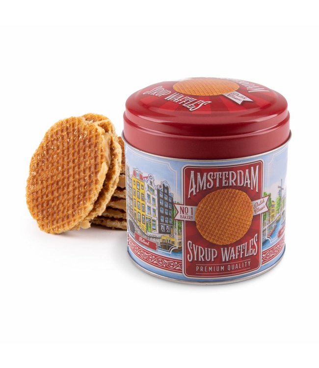 6 stuks Blik met stroopwafels Amsterdam kleur