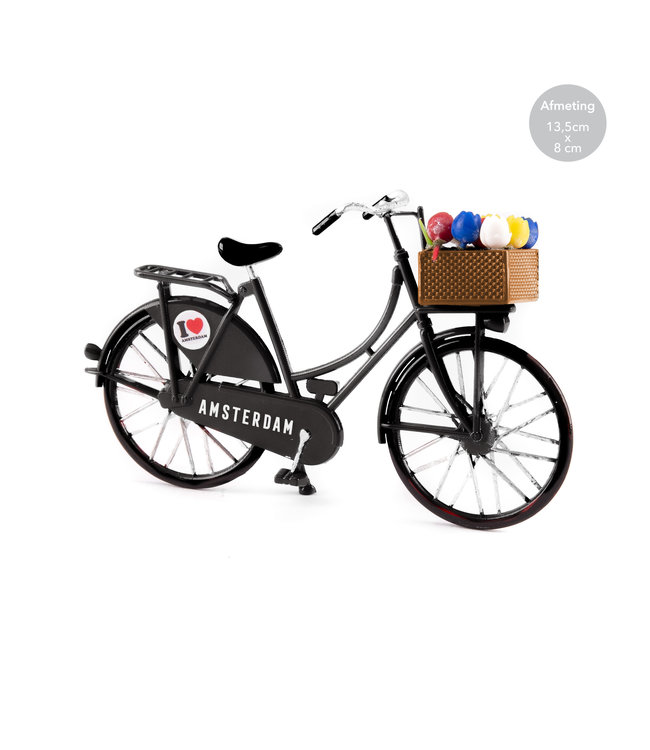 6 stuks miniatuurfiets met tulpjes zwart Amsterdam