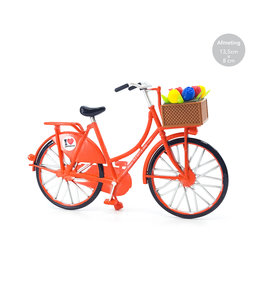 6 stuks miniatuurfiets met tulpjes oranje