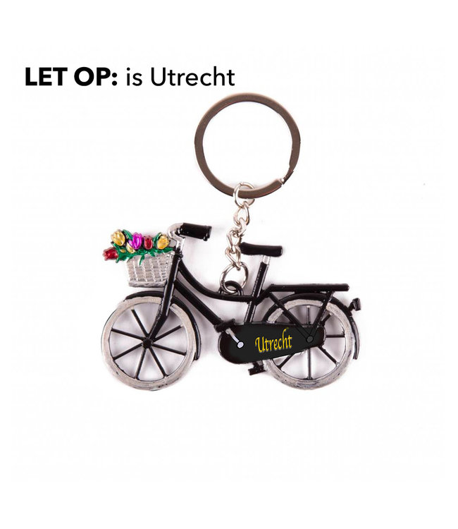 12 stuks sleutelhanger fiets met tulpen zwart Utrecht