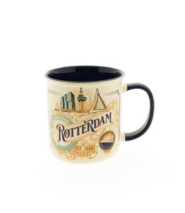 Beker vintage Rotterdam City ornaments wit