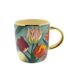 Beker Pretty Tulips groen/goud