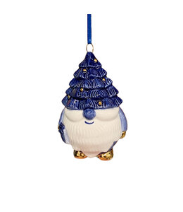 6 stuks kerstornament kersttrol delftsblauw met goud