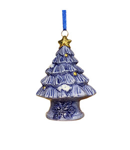 6 stuks kerstornament kerstboom delftsblauw met goud