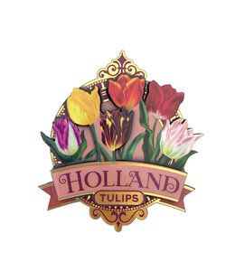 12 stuks magneet MDF pretty tulips Holland roze