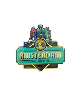 12 stuks magneet MDF Amsterdam blue card