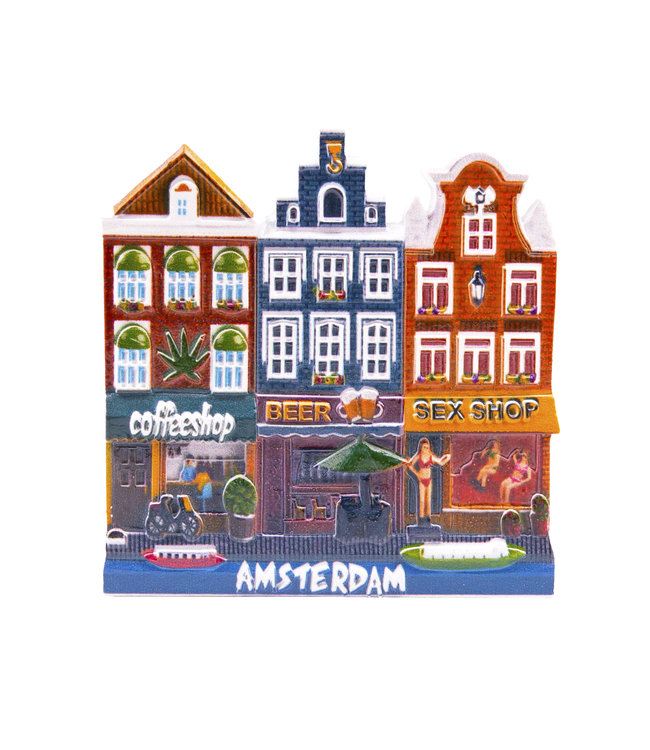 12 stuks magneet polyprint compilatie coffee/beer/sexshop Amsterdam