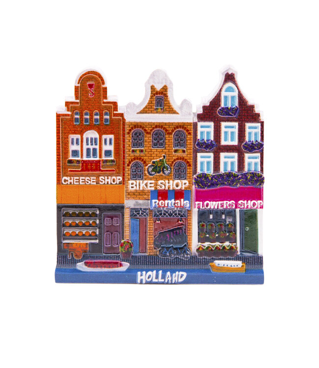 12 stuks magneet polyprint compilatie cheese/bike/flowershop Holland
