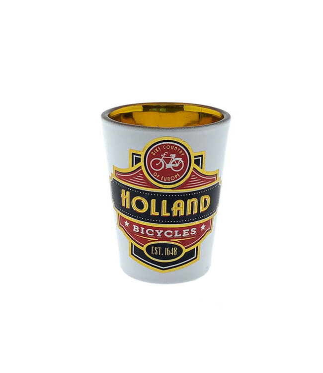 6 stuks shotglas Holland goud/rood