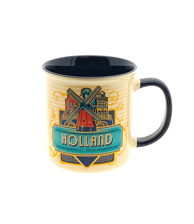 Beker vintage Holland skyline blauw