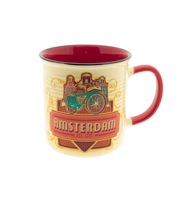 Beker vintage Amsterdam skyline rood