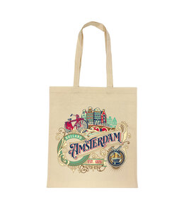 12 stuks tas katoen Amsterdam ornaments wit