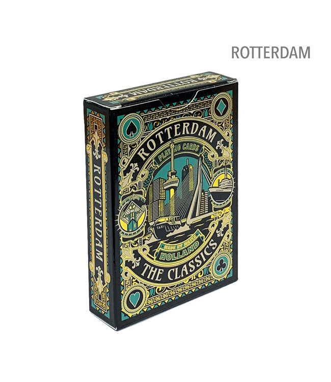 6 stuks speelkaarten Rotterdam blauw/goud
