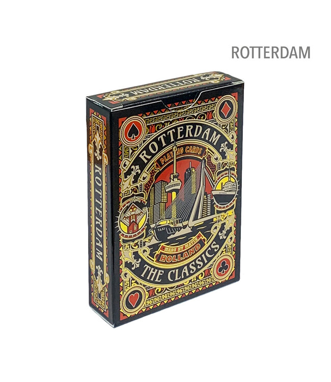 6 stuks speelkaarten Rotterdam rood/goud