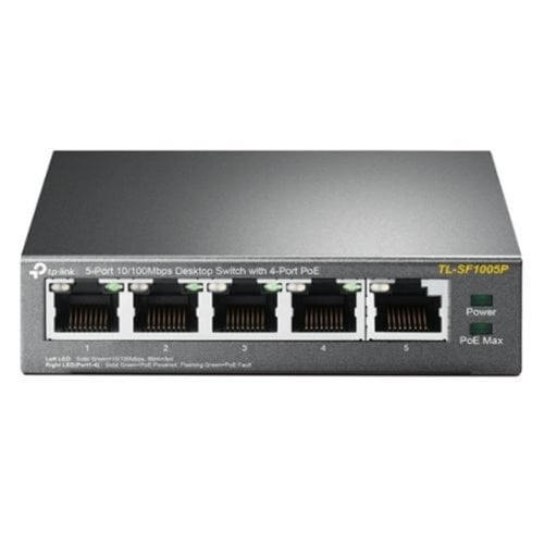 TP-Link TP-LINK TL-SF1005P Unmanaged Fast Ethernet (10/100) Zwart Power over Ethernet (PoE) TP-Link TP-LINK TL-SF1005P Unmanaged Fast Ethernet (10/100) Zwart Power over Ethernet (PoE)