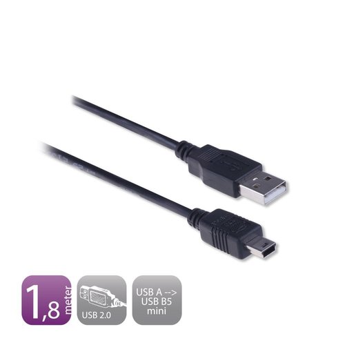Ewent EW9627 USB-kabel 1,8 m USB 2.0 USB A Mini-USB B Zwart Ewent EW9627 USB-kabel 1,8 m USB 2.0 USB A Mini-USB B Zwart